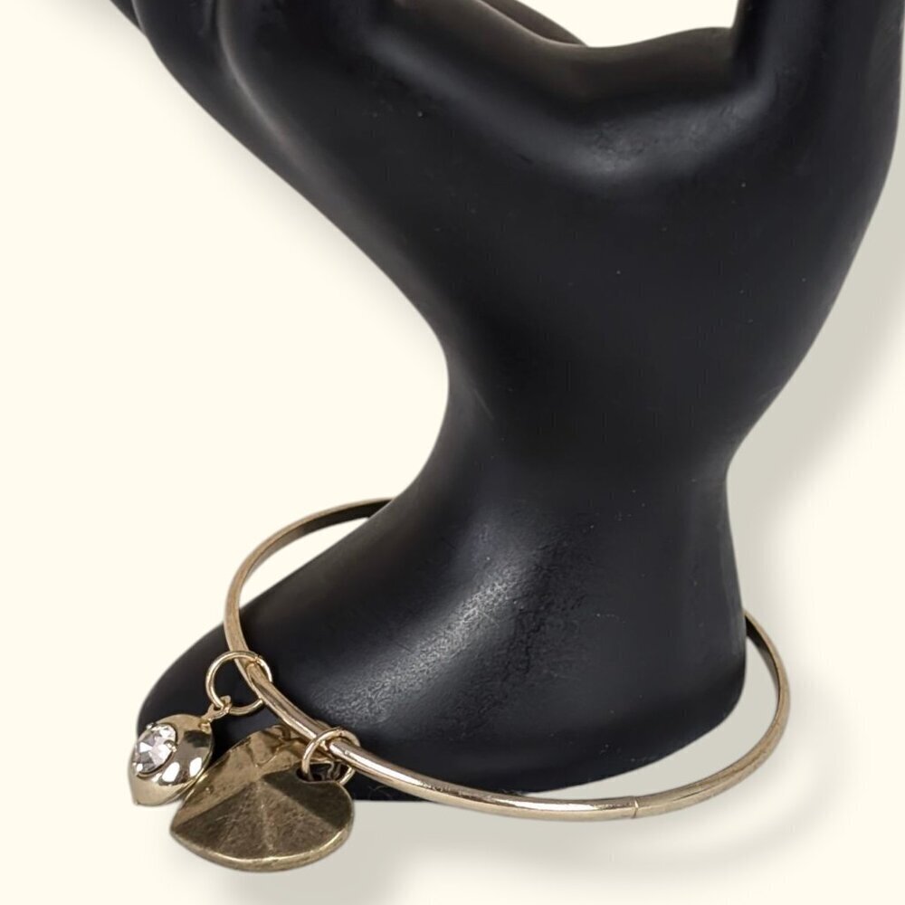 Dangling Puffy Heart & Rhinestone Bracelet - Picture 2 of 4